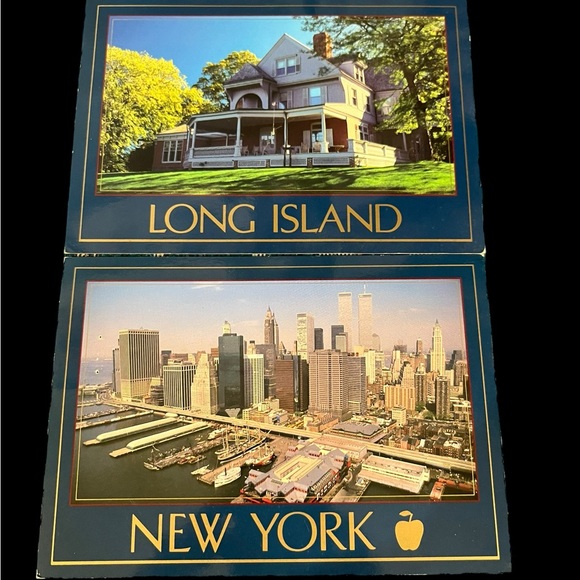 Vintage New York City ViewTwin Towers & Long Island Theodore Roosevelt Postcard - Picture 2 of 6